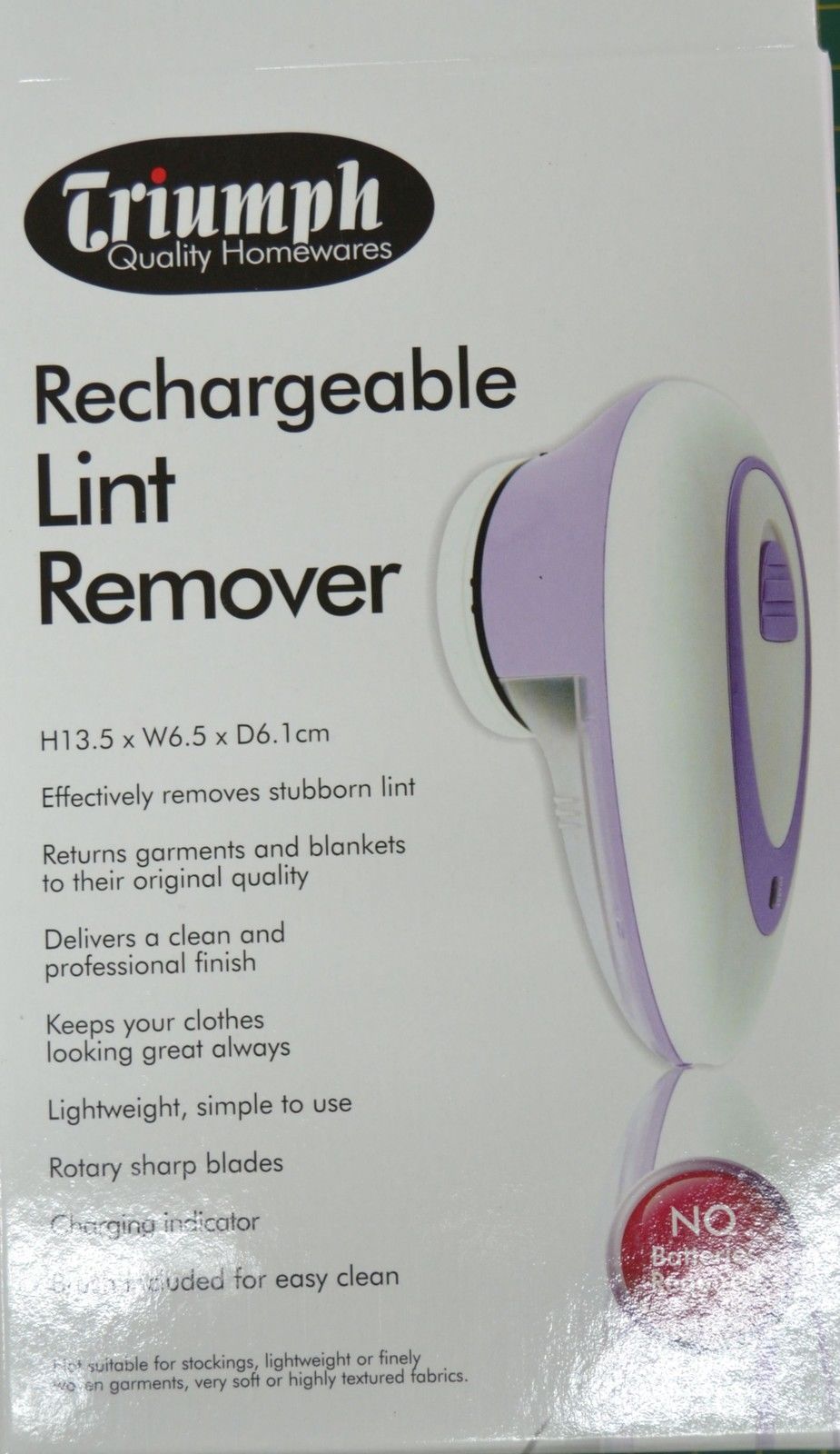 Triumph Portable Rechargeable Lint Remover Lint Fluff Fibre Pill