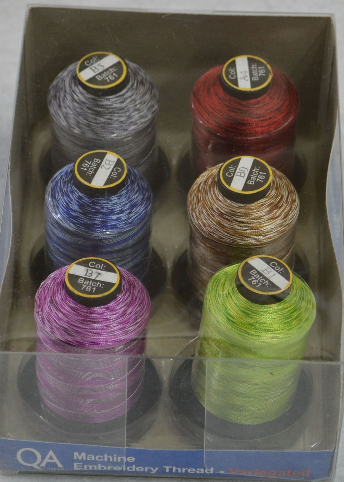 QA Variegated Machine Embroidery Thread x 6 1000m Spools