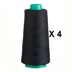 Birch 4 Pack BLACK Overlocker Thread 2000m, 100% Polyester
