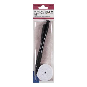 Birch Iron On Name Tag Kit, Permanent Marking Pen 12mm x 5m tags