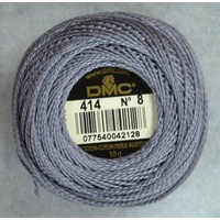 DMC Perle 8 Cotton #414 DARK STEEL GREY 10g Ball 80m
