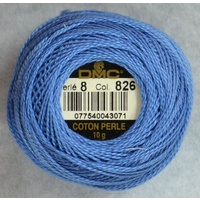 DMC Perle 8 Cotton #826 MEDIUM BLUE 10g Ball 80m
