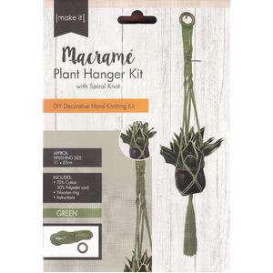 Macrame Plant Hanger Kit With Spiral Knot, 141324-GREEN, Approx. 11 x 83cm