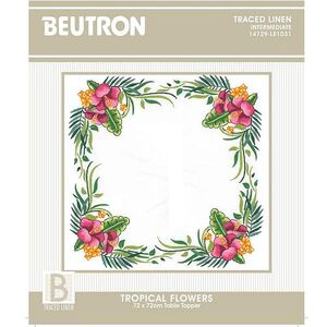 Beutron TROPICAL FLOWERS 72x72cm Table Topper Embroidery Kit #14729-LE1031