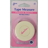 Hemline Premium Retractable Tape Measure, 150cm, 60&quot;, Metric &amp; Imperial Markings
