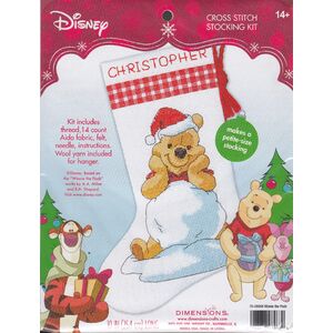 Disney WINNIE THE POOH Christmas Stocking Cross Stitch Kit, 25.4cm Long, 70-08968
