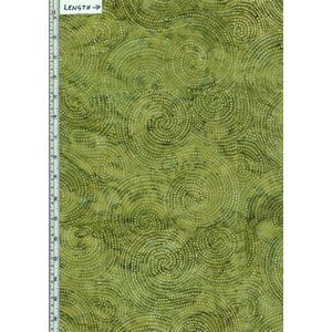 BA108-736 Swirls Green, Deluxe Batik Quilt Backing Fabric 275cm Wide Per Metre