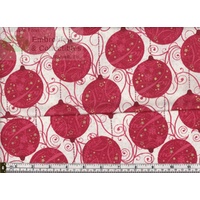 190cm REMNANT Windham Fabrics Sparkle Christmas Baubles RED, 110cm Wide