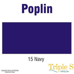Polycotton Poplin Fabric, 112cm Wide x 1 Metre, Colour: NAVY BLUE
