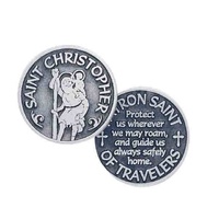 ST CHRISTOPHER, Patron Saint Of Travelers, Pocket Token / Message, 31mm Diameter