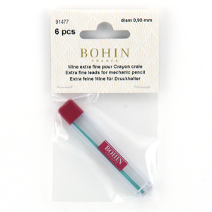Bohin 6 GREEN REFILLS for the Bohin Fine Line Mechanical Chalk Pen Pencil, 91477