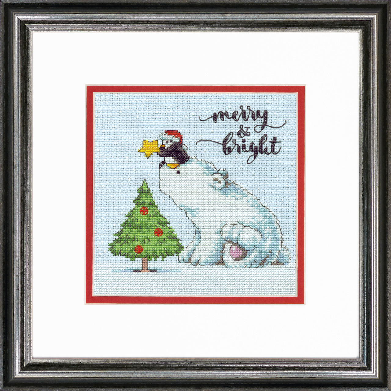 MERRY & BRIGHT BEAR Counted Cross Stitch Kit, 7008990 15.2cm x 15.2cm