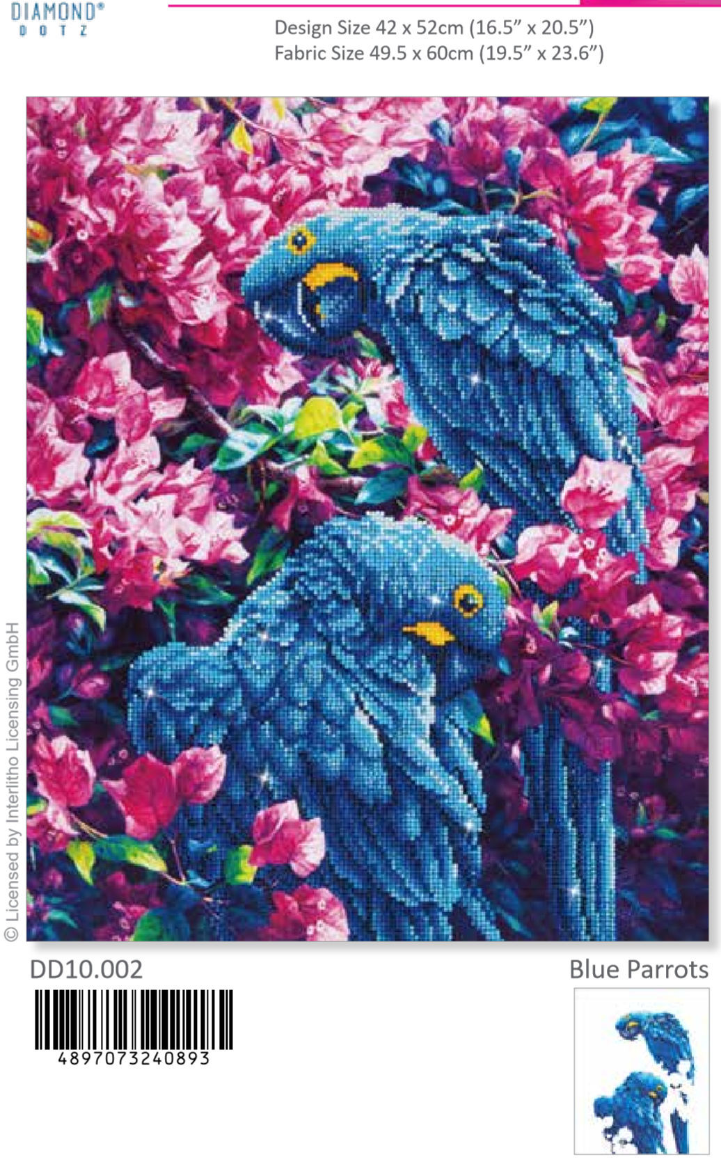 Diamond Dotz 5D Embroidery Facet Art Kit Intermediate Blue Parrots DD10.002 