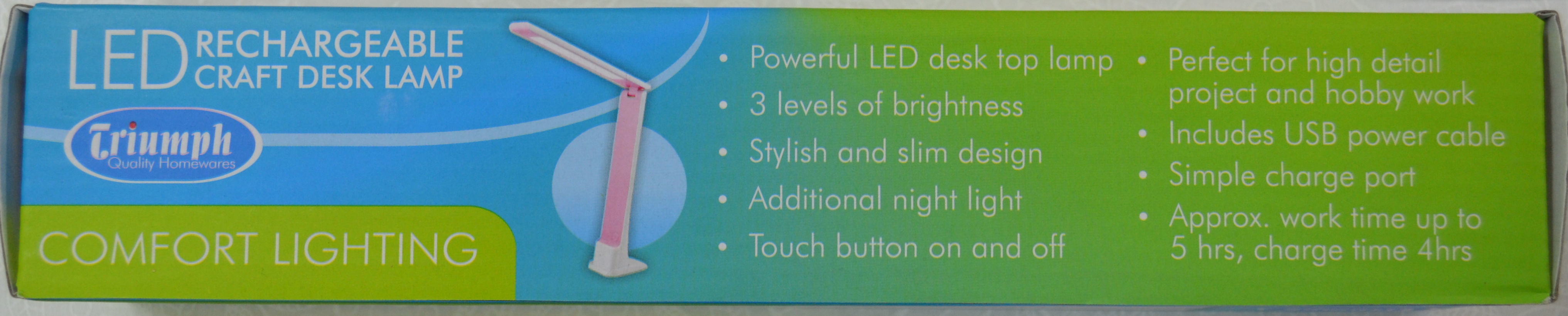 Triumph LED Rechargeable Craft Desk Lamp Pink/White