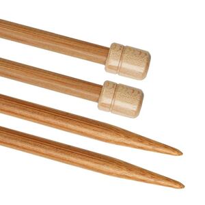 Bamboo Knitting Pins 25cm x 5.00mm, Knobbed Knitting Needles