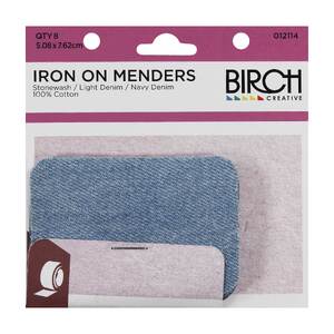 Birch Small Iron On Menders 100% Cotton 5.08cm x 7.62cm Pack of 8