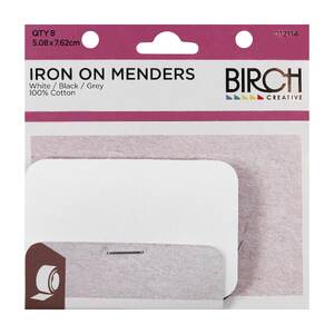 Birch Small Iron On Menders 100% Cotton 5.08cm x 7.62cm Pack of 8 Select Assort