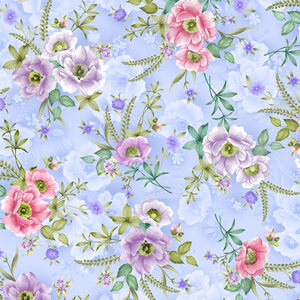 Spring Breeze, Garden Blue, Cotton Fabric 110cm Wide (0202-8605)