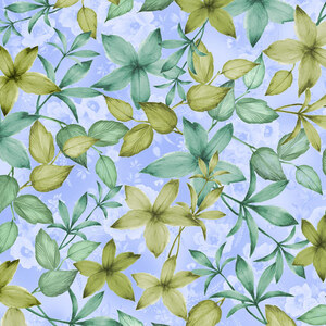 Spring Breeze, Breezy Leaves Blue, Cotton Fabric 110cm Wide (0202-8805)