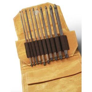 LYKKE Driftwood Crochet Hooks 6" Set of 10, in Umber Pouch