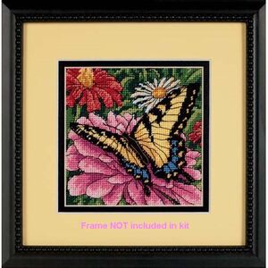 Dimensions Needlepoint Kit BUTTERFLY ON ZINNIA 5" x 5", 07232