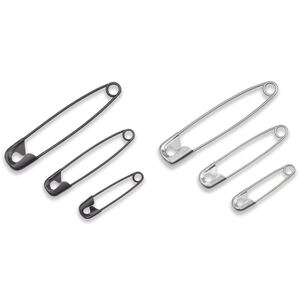 Safety Pins With Coil No. 0-3, 27/38/50mm Assorted Silver/Black, 18 Items