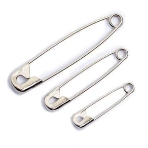 Safety Pins With Coil No. 0-3, 27/38/50mm Assorted Silver Colour, 24 Items