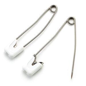 White Nappy Safety Pins, 55mm, 4 per Pack by Prym