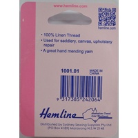 Hemline Linen Thread 20m WHITE, 100% Linen For Saddlery Canvas Upholstery Etc.