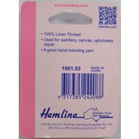 Hemline Linen Thread 20metres KHAKI, 100% Linen For Saddlery Canvas Upholstery Etc.