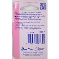 Hemline Klasse Twin Jeans Machine Needle 4.0mm, Sys HAX1, 15X1, 130/705H Pack 1