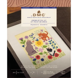 DMC Designer Cross Stitch Kit Cats in the Field 24cm x 28.5cm By Little Dove Designs