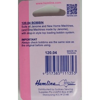 Hemline Bobbins Plastic Type 120.04 Janome, New Home, Pack of 3, See Pack For Machine Details