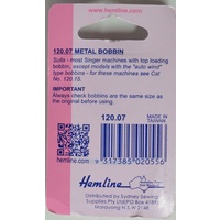 Hemline Bobbins, Singer Metal Class 66K Bobbin 120.07, Pack of 3 Machine Bobbins