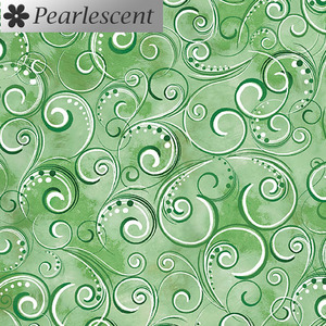 Pearl Splendour MEADOW GREEN Pearlescent Cotton Fabric 12707P/45