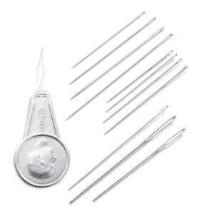 Sewing, Embroidery & Darning Needles Assortment + Threader, 50 Needles