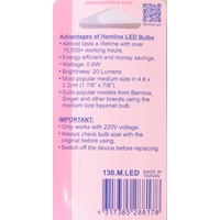 Sewing Machine & Appliance LED Bulb, 22x56mm, SBC Bayonet Medium, 15W, 220V, Type B