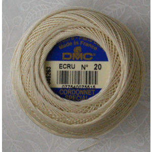 DMC Cordonnet Special Size 20 ECRU 6 Cord Crochet Cotton 20g Ball