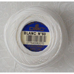 DMC Cordonnet Special Size 50 B5200 WHITE 6 Cord Crochet Cotton, 20g Ball