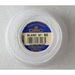 DMC Cordonnet Special Size 60 BLANC (WHITE) 6 Cord Crochet Cotton 20g Ball