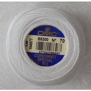 DMC Cordonnet Special Size 70 B5200 SNOW WHITE 6 Cord Crochet Cotton 20g Ball