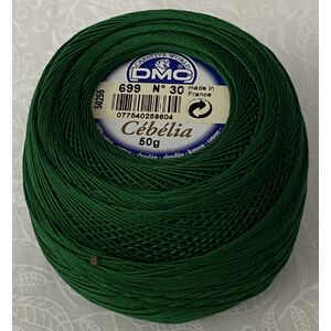 DMC Cebelia 30, #699 Green, Combed Cotton Crochet Thread 50g