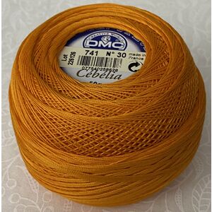 DMC Cebelia 30, #741 Medium Tangerine, Combed Cotton Crochet Thread 50g