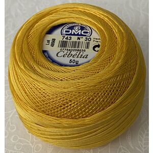 DMC Cebelia 30, #743 Medium Yellow, Combed Cotton Crochet Thread 50g