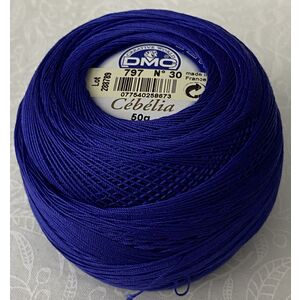 DMC Cebelia 30, #797 Royal Blue, Combed Cotton Crochet Thread 50g