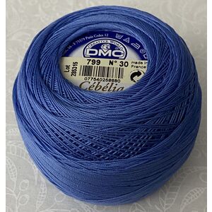 DMC Cebelia 30, #799 Medium Delft Blue, Combed Cotton Crochet Thread 50g