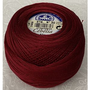DMC Cebelia 30, #816 Garnet, Combed Cotton Crochet Thread 50g