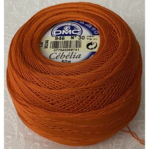 DMC Cebelia 30, #946 Medium Burnt Orange, Combed Cotton Crochet Thread 50g
