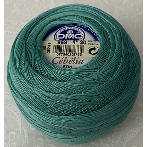 DMC Cebelia 30, #959 Medium Seagreen, Combed Cotton Crochet Thread 50g
