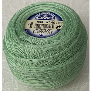 DMC Cebelia 40, #955 Light Nile Green, Combed Cotton Crochet Thread 50g